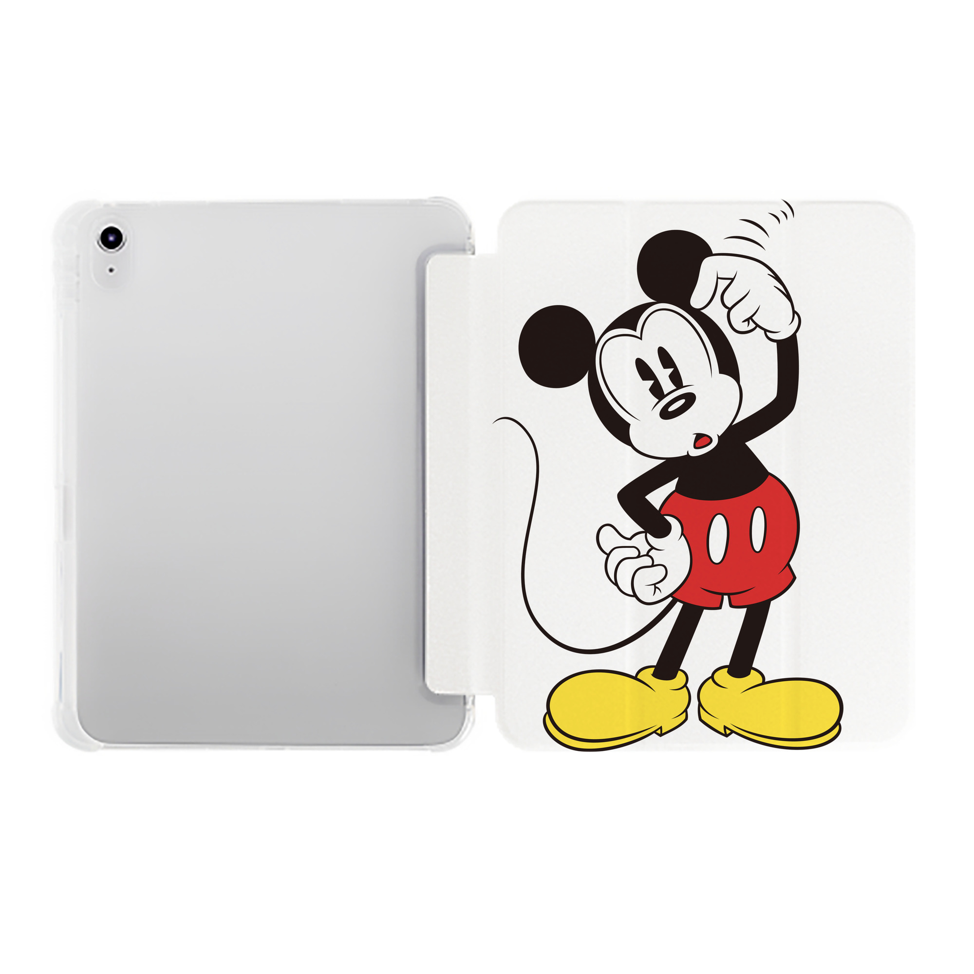 （画像用） ミッキーマウス Mickey Mouse IPad ケース ペン収納付き 三つ折りスタンド PUレザー×シリコン 対応機種9.5/10.5/10.9インチ